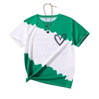 Casual Color Block Heart Shape Printing Polyester T-shirts & Shirts main image 5