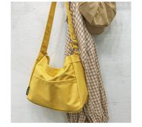 Women's Medium Canvas Solid Color Vintage Style Zipper Messenger Bag sku image 1