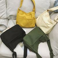 Women's Medium Canvas Solid Color Vintage Style Zipper Messenger Bag main image 1