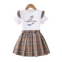 Cute Letter Cat Printing Polyester Girls Clothing Sets main image 5