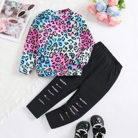 Casual Leopard Polyester Girls Clothing Sets sku image 4