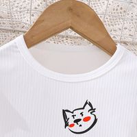 Cute Letter Cat Printing Polyester Girls Clothing Sets main image 3