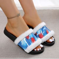 Women's Casual Color Block Round Toe Slides Slippers sku image 12
