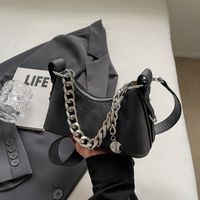 Women's Medium Pu Leather Solid Color Classic Style Streetwear Zipper Crossbody Bag sku image 1