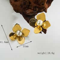 1 Pair Simple Style Flower Butterfly Plating Inlay Stainless Steel Artificial Pearls Zircon 18K Gold Plated Drop Earrings sku image 2