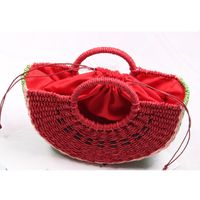 Unisex Medium Straw Watermelon Cute Streetwear Semicircle String Straw Bag main image 2