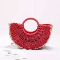 Unisex Medium Straw Watermelon Cute Streetwear Semicircle String Straw Bag sku image 1