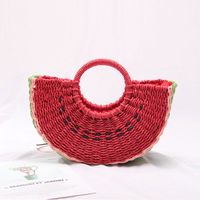 Unisex Medium Straw Watermelon Cute Streetwear Semicircle String Straw Bag main image 1