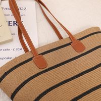 Women's Medium PVC Stripe Elegant Vintage Style Square Zipper Straw Bag main image 3