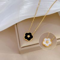 Casual Simple Style Flower Shell Titanium Steel Inlay Shell Women's Pendant Necklace main image 4