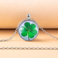 Simple Style Alloy Glass Four-leaf Clover Necklace Daily Electroplating Alloy Glass sku image 1