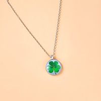 Simple Style Alloy Glass Four-leaf Clover Necklace Daily Electroplating Alloy Glass main image 3