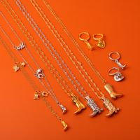 Copper Simple Style Plating Boots Necklace Earrings main image 6