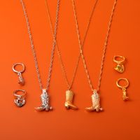 Copper Simple Style Plating Boots Necklace Earrings main image 1