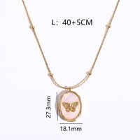 Casual Simple Style Angel Butterfly Copper Plating Shell Copper Zircon 18k Gold Plated Pendant Necklace main image 2