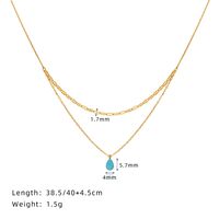 201 Stainless Steel 304 Stainless Steel Natural Stone Retro Simple Style Plating Water Droplets Pendant Necklace main image 3