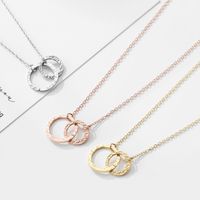 Fashion Geometric Double Circle Stainless Steel Women's Necklace Clavicle Chain main image 1