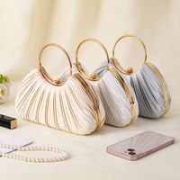 Apricot White Silver Silk Solid Color Evening Bags main image 4