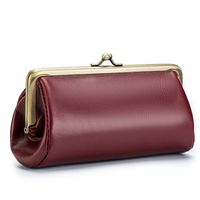 Wine Red Green Black Leather Solid Color Evening Bags sku image 1