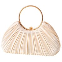 Apricot White Silver Silk Solid Color Evening Bags main image 2