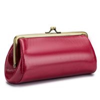 Wine Red Green Black Leather Solid Color Evening Bags sku image 4