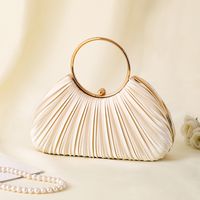 Apricot White Silver Silk Solid Color Evening Bags main image 5