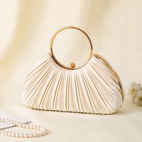 Apricot White Silver Silk Solid Color Evening Bags sku image 1