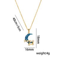 Titanium Steel 18K Gold Plated Casual Simple Style Inlay Star Moon Planet Moonstone Zircon Pendant Necklace sku image 1
