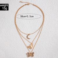 Elegant Simple Style Shiny Moon Butterfly Alloy Layered Inlay Zircon Women's Three Layer Necklace main image 2