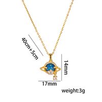 Titanium Steel 18K Gold Plated Casual Simple Style Inlay Star Moon Planet Moonstone Zircon Pendant Necklace sku image 9