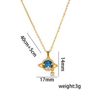 Titanium Steel 18K Gold Plated Casual Simple Style Inlay Star Moon Planet Moonstone Zircon Pendant Necklace main image 5