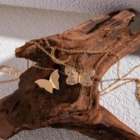 Elegant Simple Style Shiny Moon Butterfly Alloy Layered Inlay Zircon Women's Three Layer Necklace main image 6