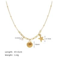 Copper Gold Plated Casual Sweet Inlay Starfish Shell Zircon Pendant Necklace main image 2