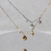 Copper Gold Plated Casual Sweet Inlay Starfish Shell Zircon Pendant Necklace main image 3