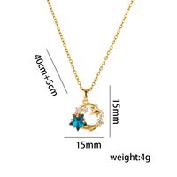 Titanium Steel 18K Gold Plated Casual Simple Style Inlay Star Moon Planet Moonstone Zircon Pendant Necklace sku image 3