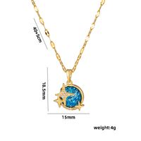 Titanium Steel 18K Gold Plated Casual Simple Style Inlay Star Moon Planet Moonstone Zircon Pendant Necklace sku image 17