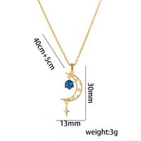 Titanium Steel 18K Gold Plated Casual Simple Style Inlay Star Moon Planet Moonstone Zircon Pendant Necklace sku image 15
