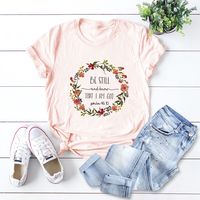 In Stock!    Europe And America Cross Border Wreath Letter Short Sleeve Women's T-shirt main image 6