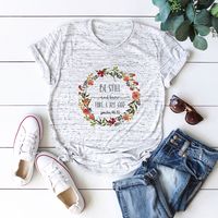 In Stock!    Europe And America Cross Border Wreath Letter Short Sleeve Women's T-shirt main image 2