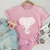 En Stock! Les Femmes Européennes Et Américaines Chaudes De L'e Transfrontalière Haut Populaire Éléphant Imprimé À Manches Courtes T-shirt Pour Les Femmes main image 2