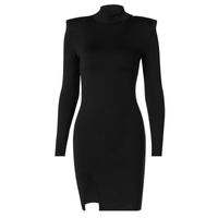 Sexy Split Long-sleeved High-neck Temperament Skirt Dress main image 6