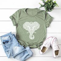 En Stock! Les Femmes Européennes Et Américaines Chaudes De L'e Transfrontalière Haut Populaire Éléphant Imprimé À Manches Courtes T-shirt Pour Les Femmes main image 3