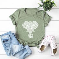 In Stock! Cross-border  Hot European And American Women's Clothing Top Popular Elephant Printed Short-sleeved T-shirt For Women main image 3