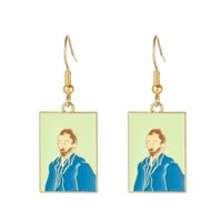 Cartoon Mona Lisa Van Gogh Character Portrait Enamel Alloy Earrings Wholesale sku image 3