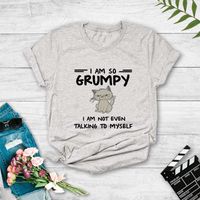 Vente En Gros T-shirt À Manches Courtes Imprimé Lettre Chat Dessin Animé Nihaojewelry sku image 5