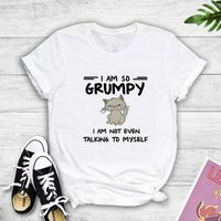 Vente En Gros T-shirt À Manches Courtes Imprimé Lettre Chat Dessin Animé Nihaojewelry sku image 2