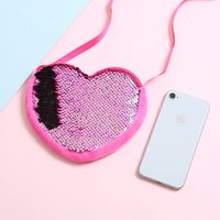 Unisex Solid Color Coffee Rose Red Pink Sequins Zipper Coin Purses main image 5