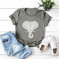 En Stock! Les Femmes Européennes Et Américaines Chaudes De L'e Transfrontalière Haut Populaire Éléphant Imprimé À Manches Courtes T-shirt Pour Les Femmes main image 5