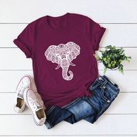 In Stock! Cross-border  Hot European And American Women's Clothing Top Popular Elephant Printed Short-sleeved T-shirt For Women main image 4