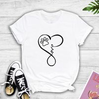 Mode Neuen Stil Liebe Hund Footprint Print Kurzarm T-shirt main image 2